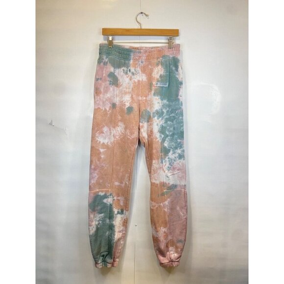 NIKE Small Pleated Reverse Dye Fleece Cuffed Sweatpants Pink Green GUC - Picture 1 of 9